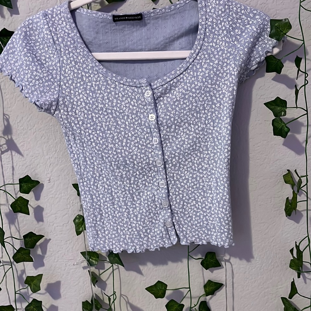 Light blue Brandy Melville ruffle top